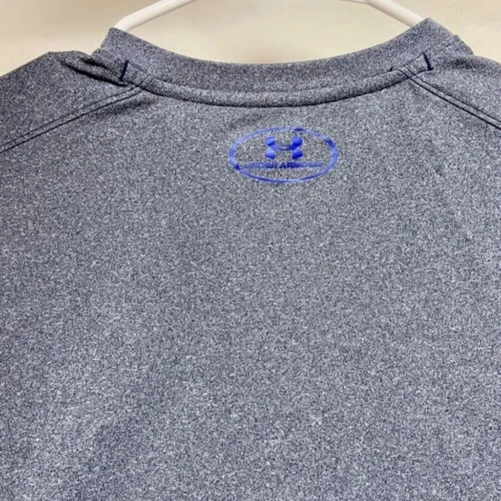 Under Armour Long Sleeve Men's Medium Heather Blue Loose Fit Coldgear Henley EUC